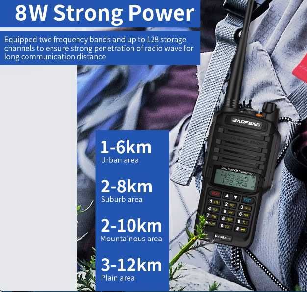 Krótkofalówka Baofeng UV9R Plus, doładowana fabrycznie