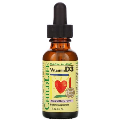 Витамин D3 для детей, вкус натуральных ягод, 30 мл ChildLife США
