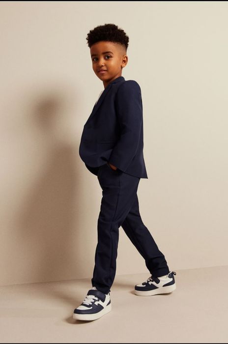 NEXT Nowe eleganckie garniturowe Spodnie Slim Fit granatowe roz.  128