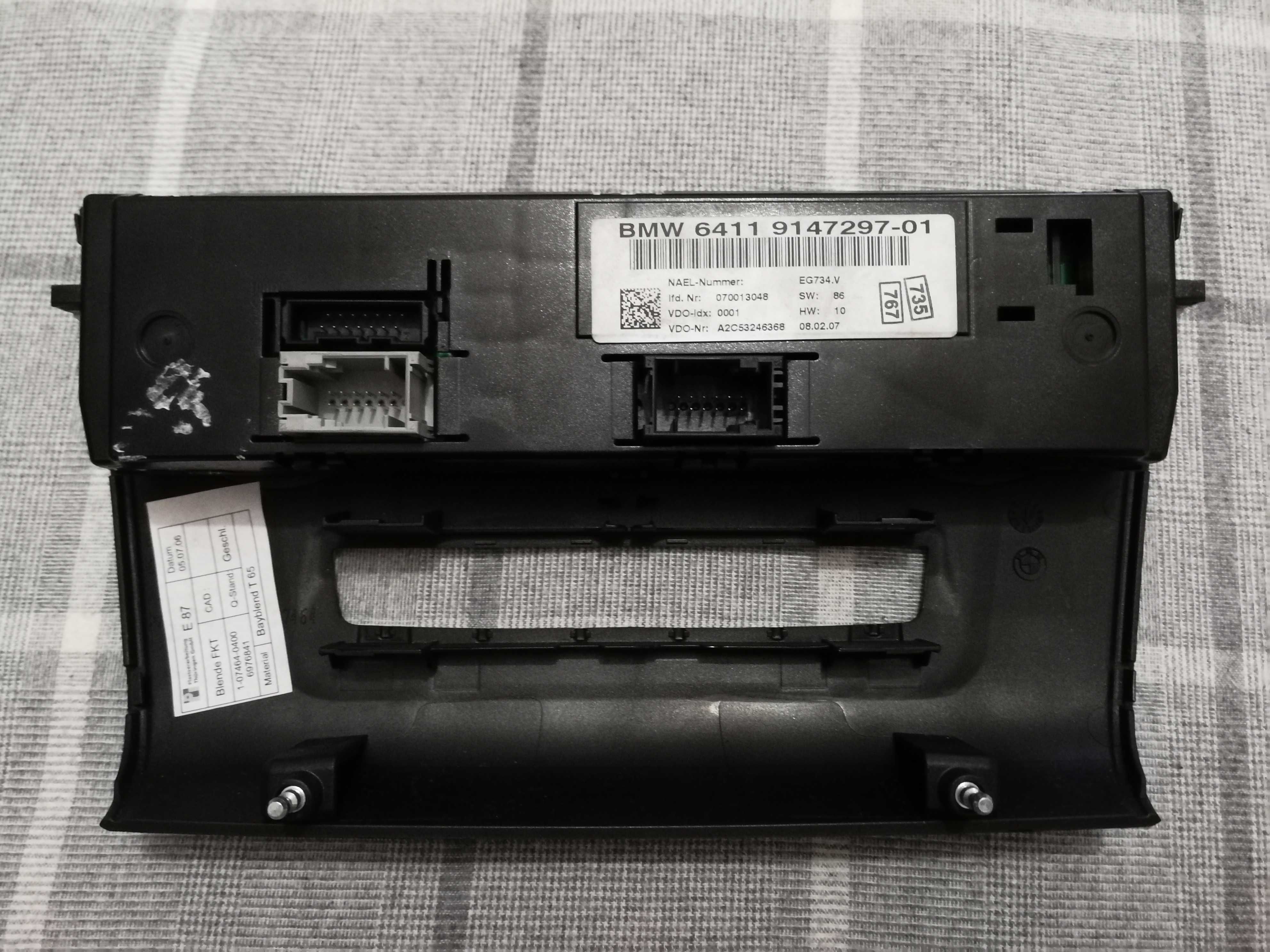 Controlador Ar Condicionado + painel BMW serie 1 E81 E82 E87 E88