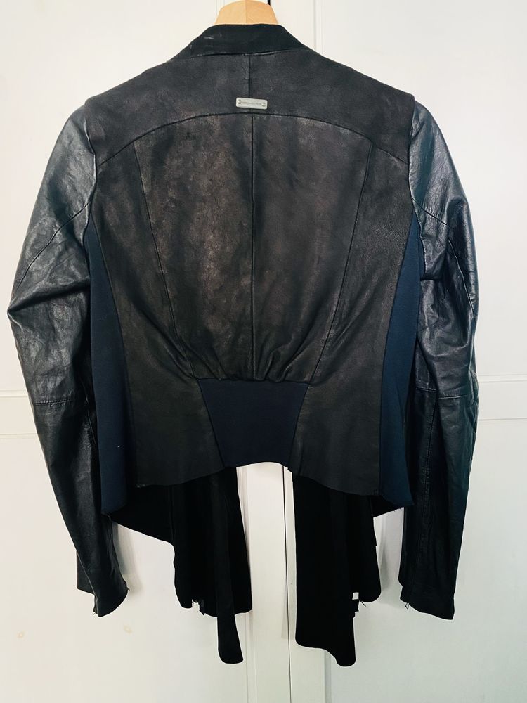 Kurtka ramoneska marynarka asymetryczna Pulz Jeans 36 skóra