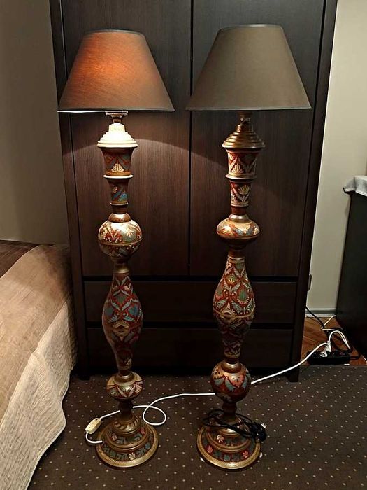 unikalna stylowa lampa stojąca lub stołowa metal mosiądz 2szt - GRUZJA