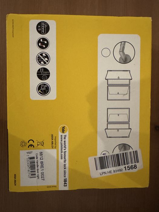 Maçaneta de porta direita interior com abertura por código - YALE