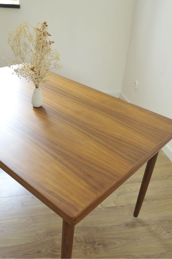 Stół rozkładany duński teak po renowacji vintage retro design