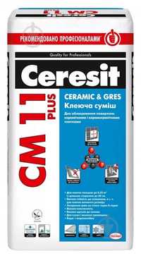 Ceresit Клей для плитки СМ 11 Plus 25кг (в наличии 4 мешка по 25 кг)