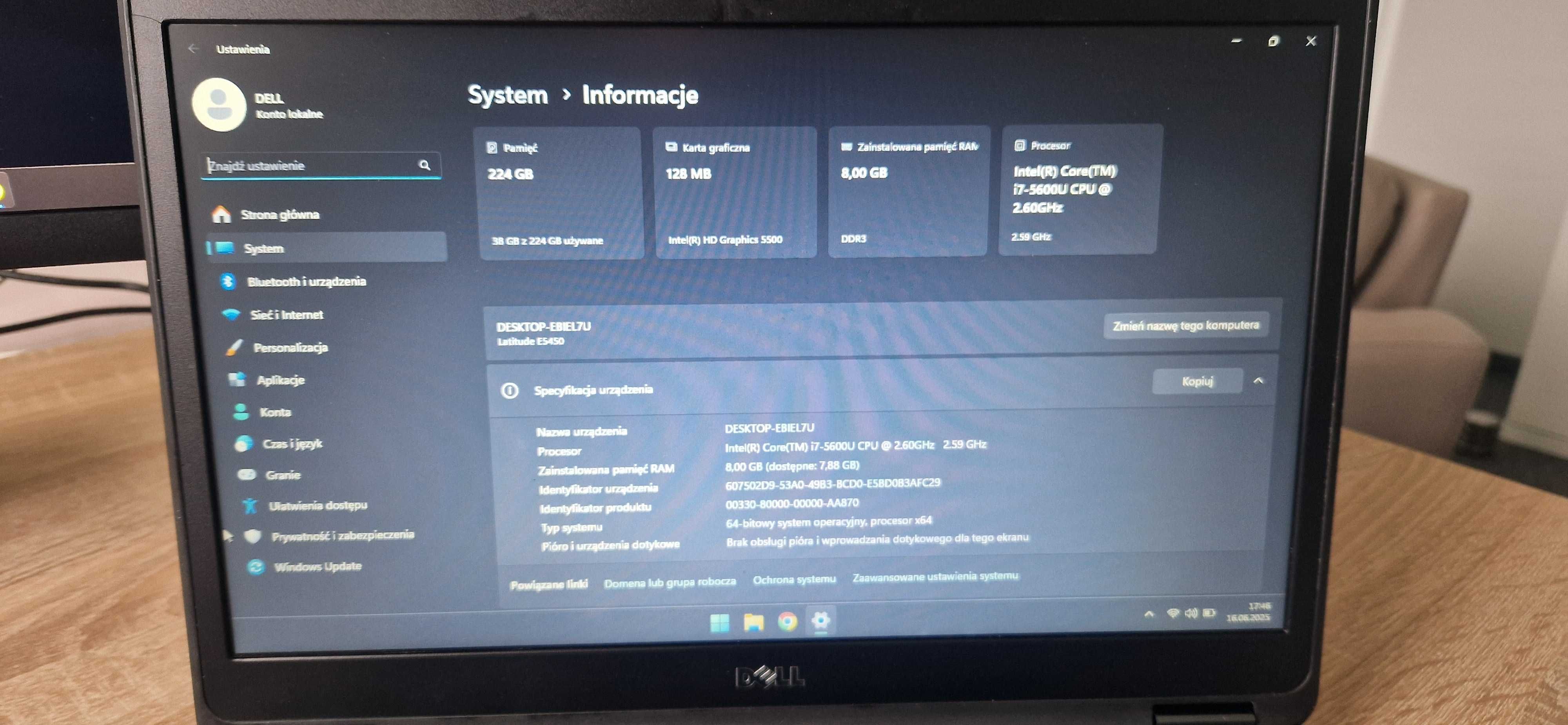 Laptop Dell Latitude E5450 | Intel i7-5600U | Pamięć 8GB | Dysk SSD