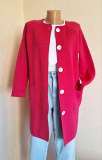 Яскравий рожевий в'язаний  кардиган-пальто goldi український бренд