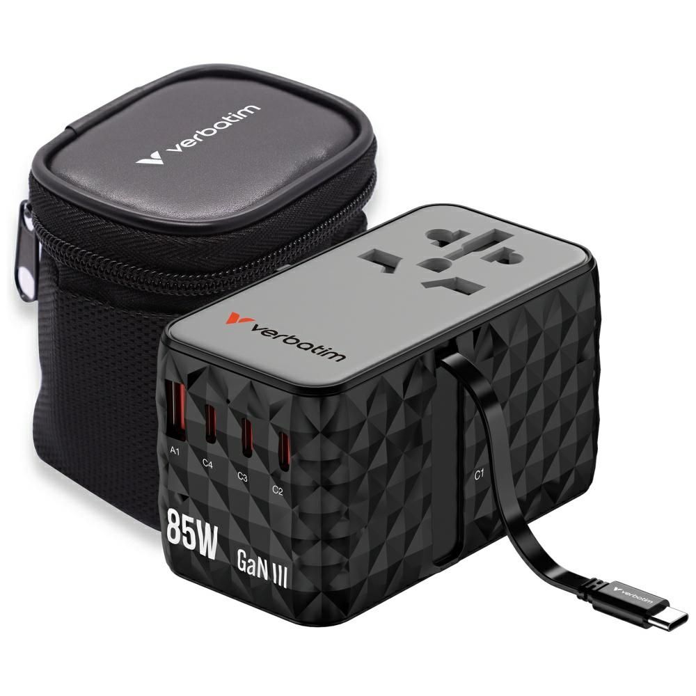 Verbatim Adapter podróżny EU/UK/US GaN   USB-A/3xUSB-C PD 85W CNT-02