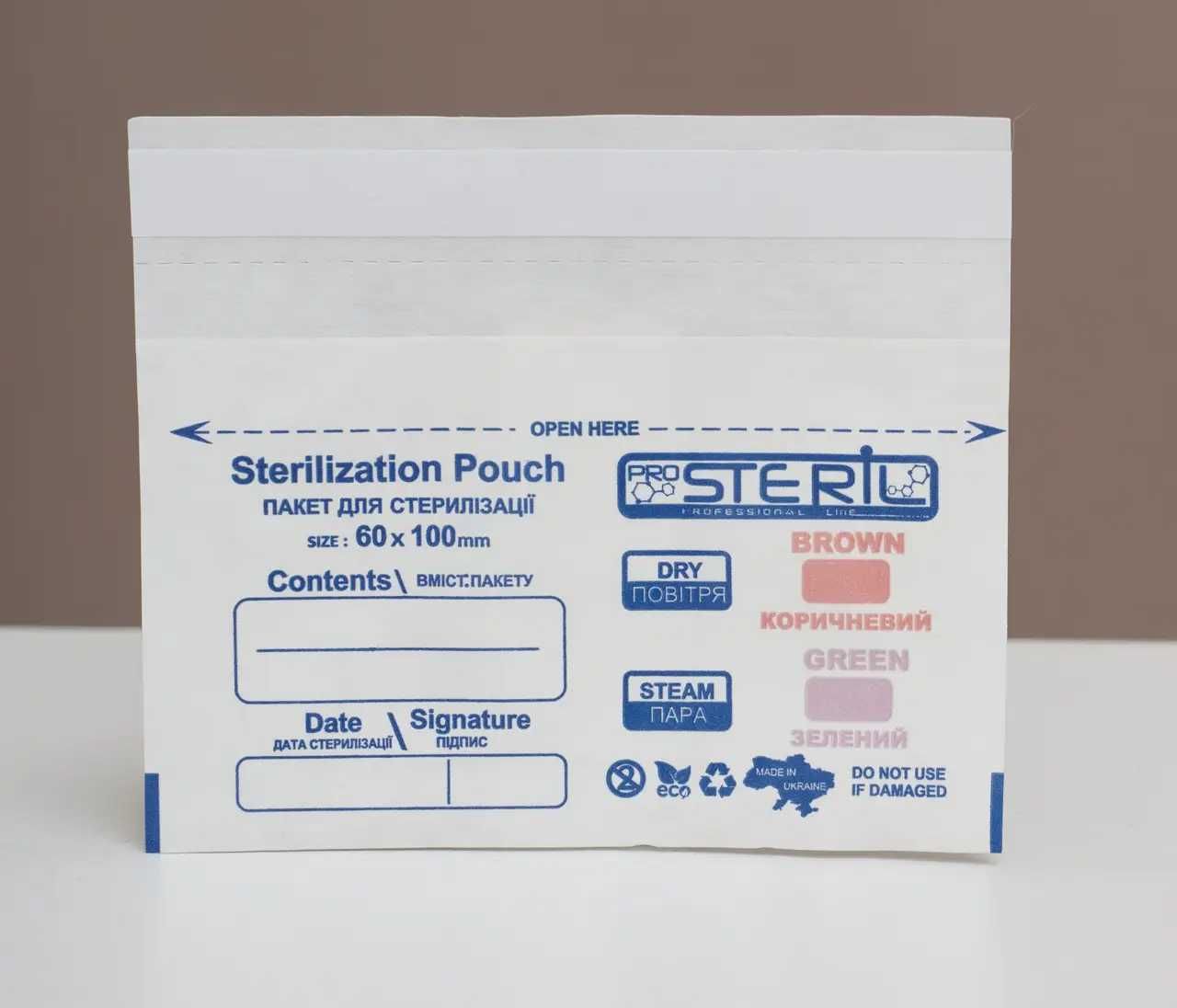 Крафт пакети 60х100 мм "ProSteril" для стерилізації (100 шт./пач.)білі