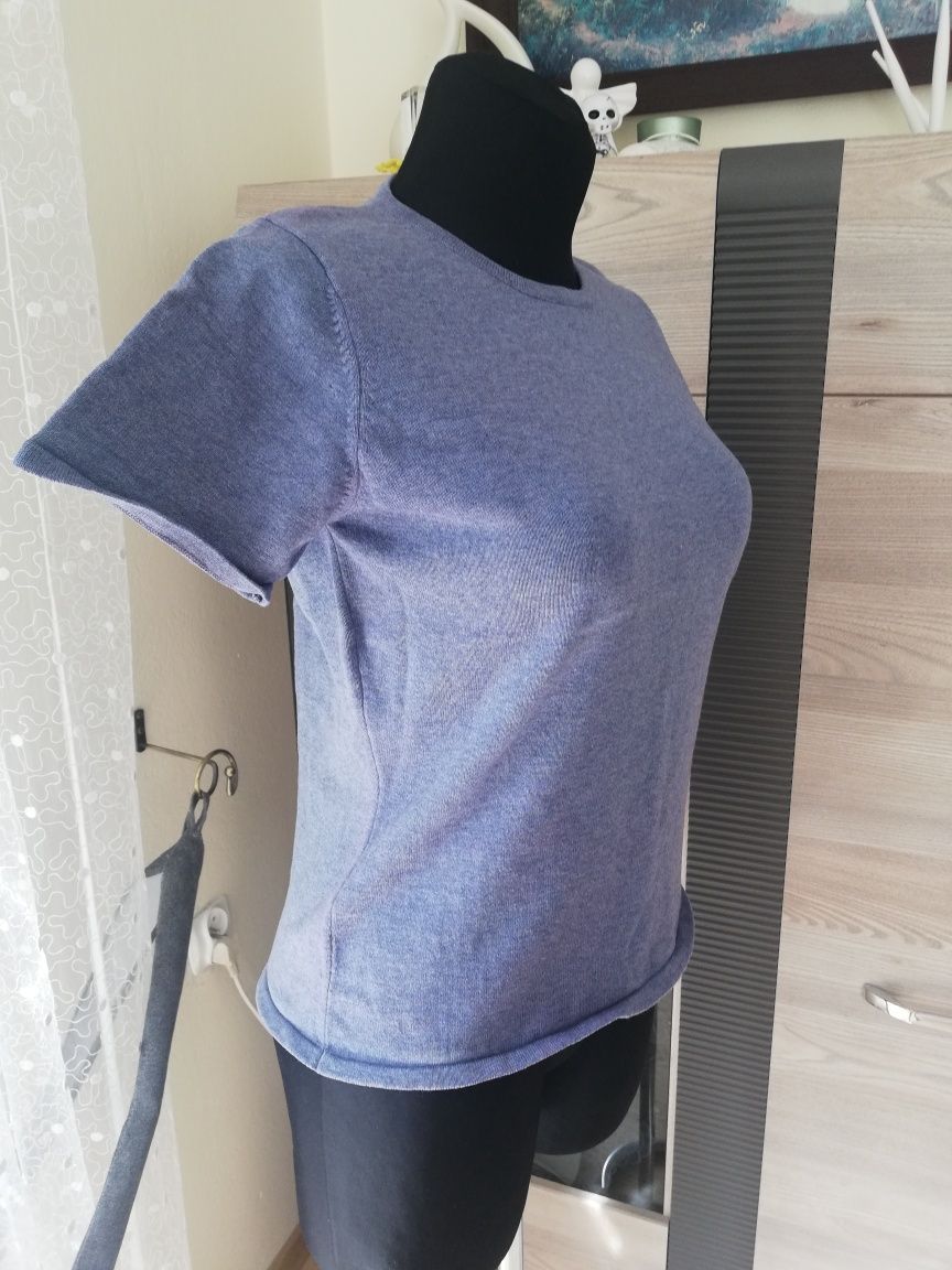 Bluzka z krótkim rękawem ze sweterkowego materiału Crystal-kobe r. M
