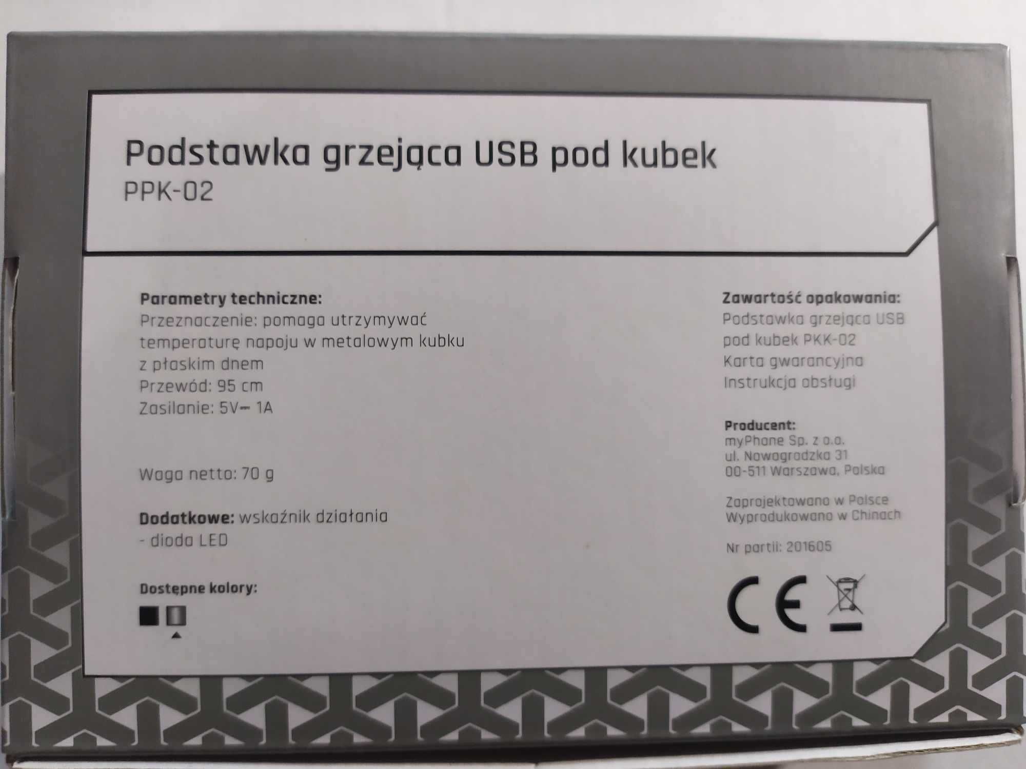 Podstawka Grzejąca USB pod Kubek srebrna