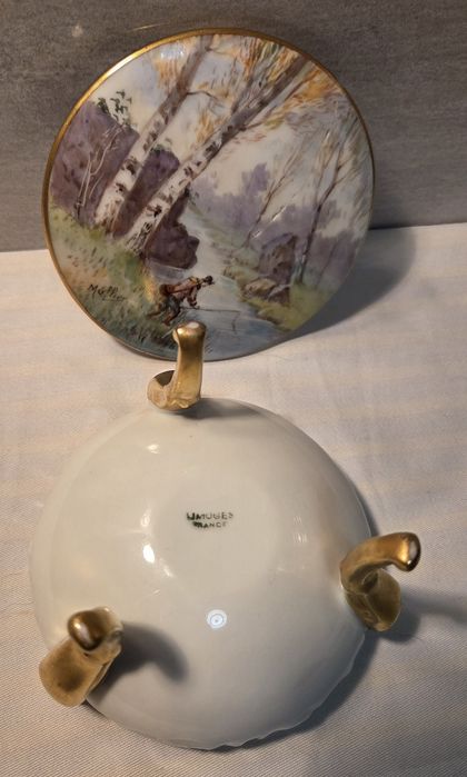 Porcelanowe puzderko Limoges France – ręcznie malowane, złocone