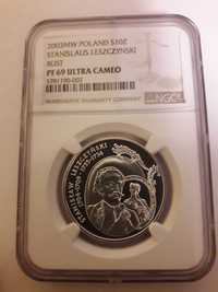 Moneta 2003r 10 zł Leszczyński popiersie NGC PF69 grading