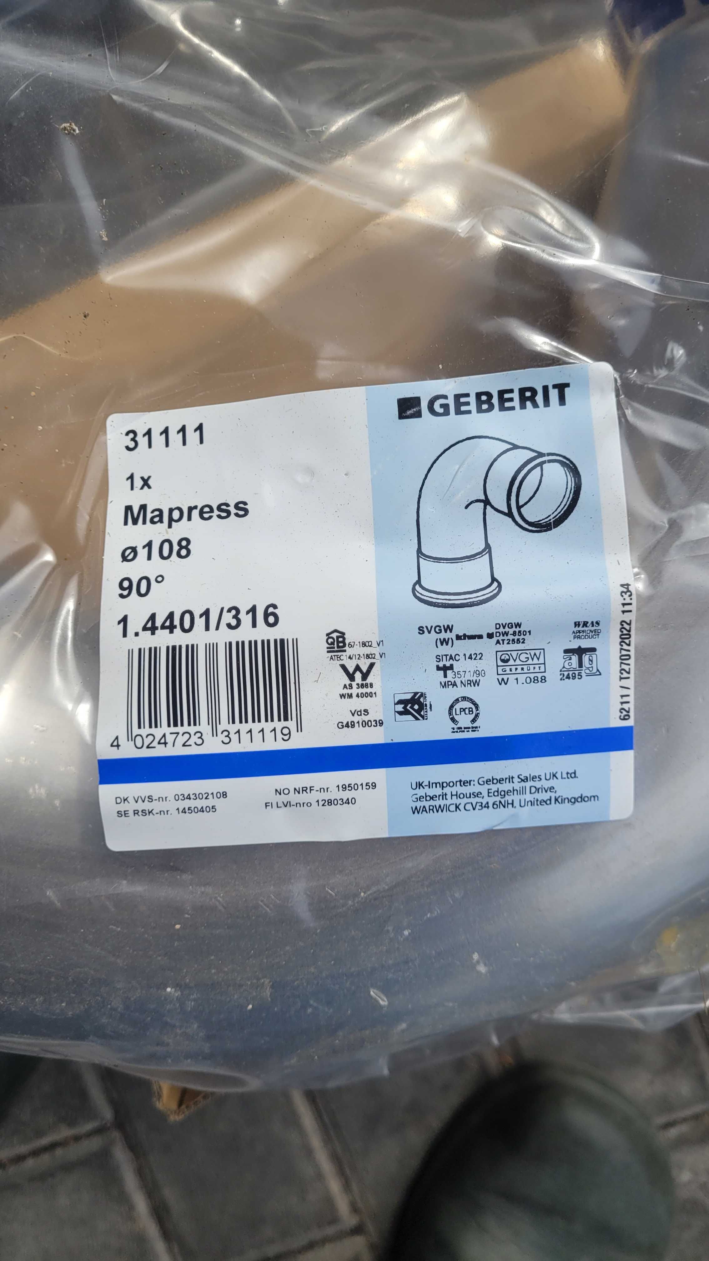 Geberit kolano 108 Mapress nierdzewka