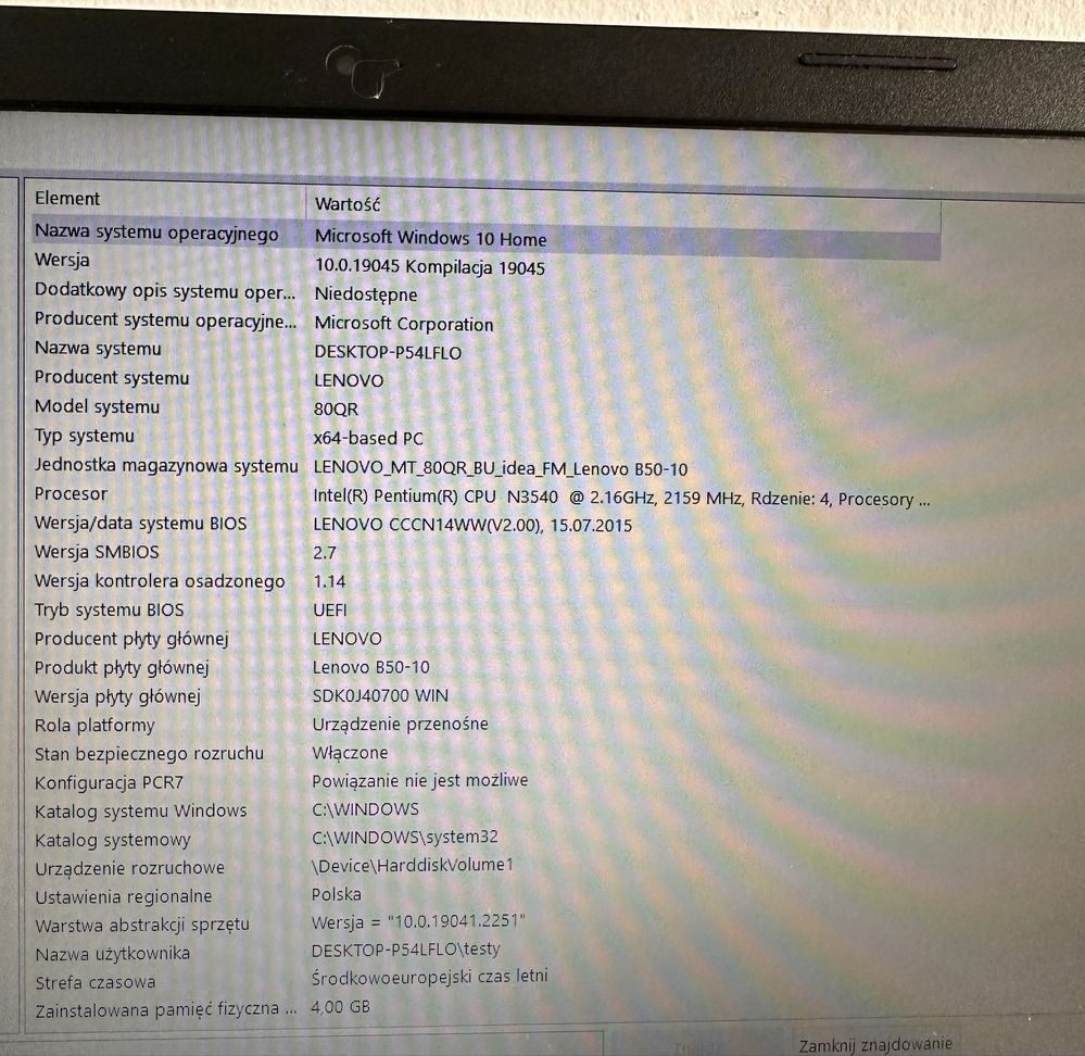 Laptop Lenovo B50-10 – 15,6’ czarny matowy