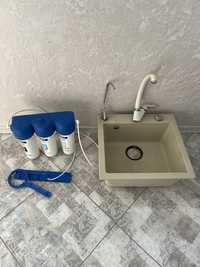 Квадратна Кухонна мийка, змішувач, система фільтрації води