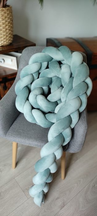 420 warkocz ochraniacz do łóżeczka welur szałwia