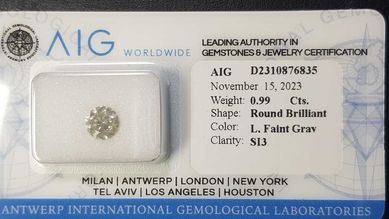 Diament Brylant 0,99 ct SI3 certyfikat AIG