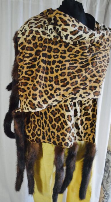 Isadora Paris luksusowy wełniany szal etola panterka futro designers