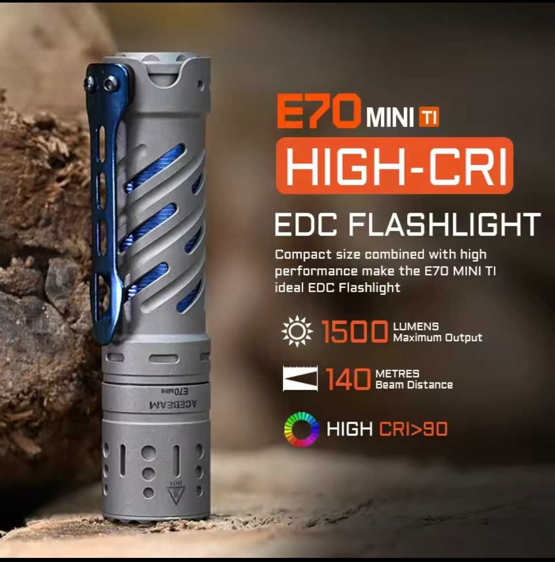 Фонарик Acebeam H16 , Acebeam E70 Titanium mini, pokelit Titanium