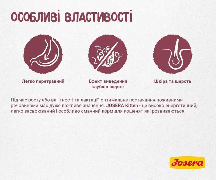 JOSERA Kitten 10кг Супер-преміум корм для кошенят. Йозера Кіттен