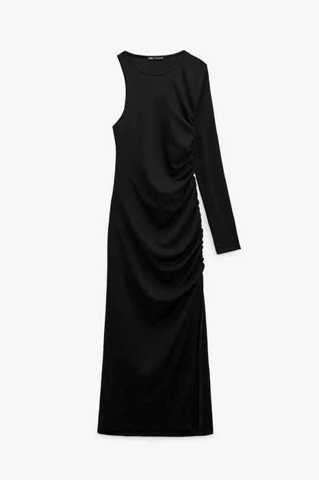 ZARA Luksusowa SUKIENKA asymetryczna drapowana S