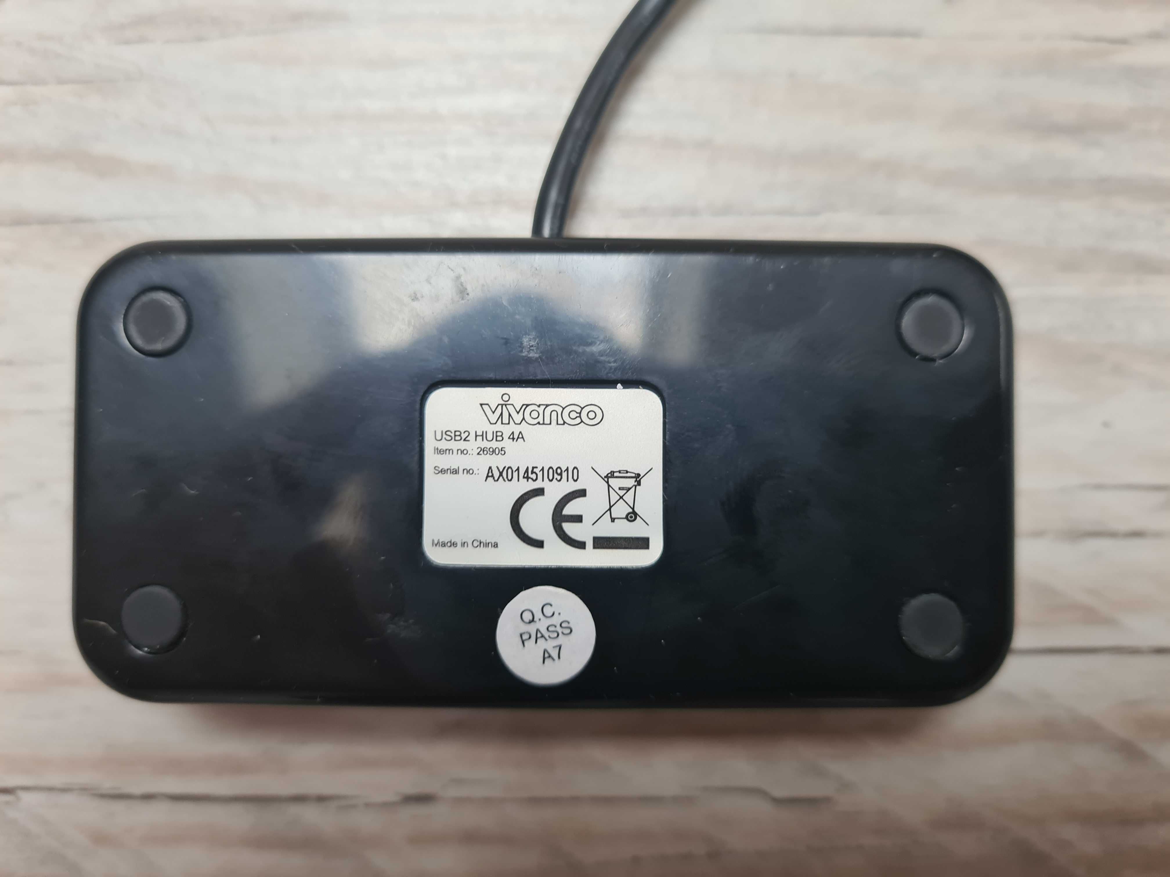 Vivanco HUB High Speed ​​USB 2.0, 4-portowy, aktywny, z zasilaczem