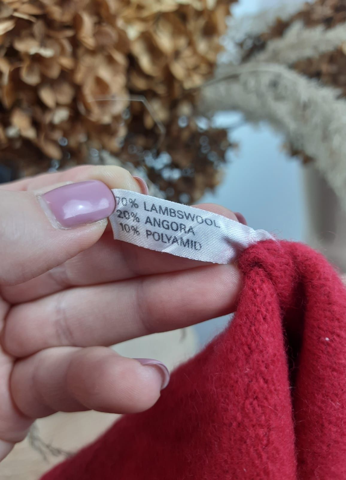 Wełniany sweter wełna angora splot warkocz ciepły gruby sweterek golf