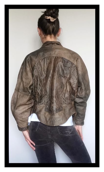 Włoska skórzana kurtka vintage Vera Pelle (XS/S) #nietoperz #brązowa