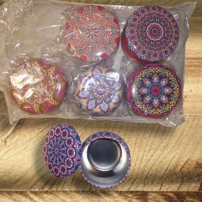 Słoiki szklane z czarną nakrętką 250ml 6 szt + małe kolorowe 50ml 6 sz