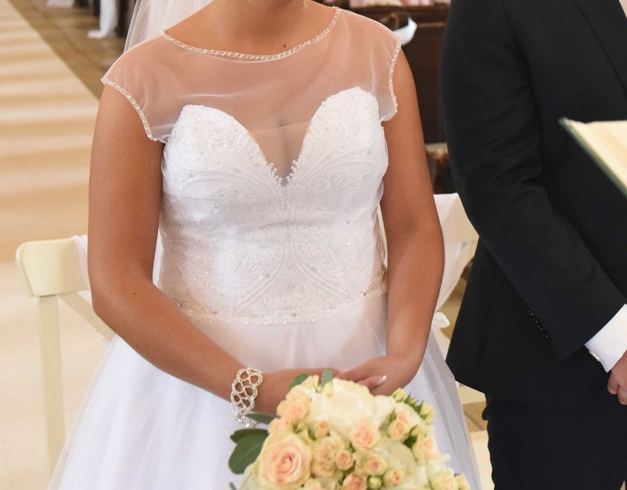 Suknia Ślubna Balowa oryginalne zdobienia Swarovski