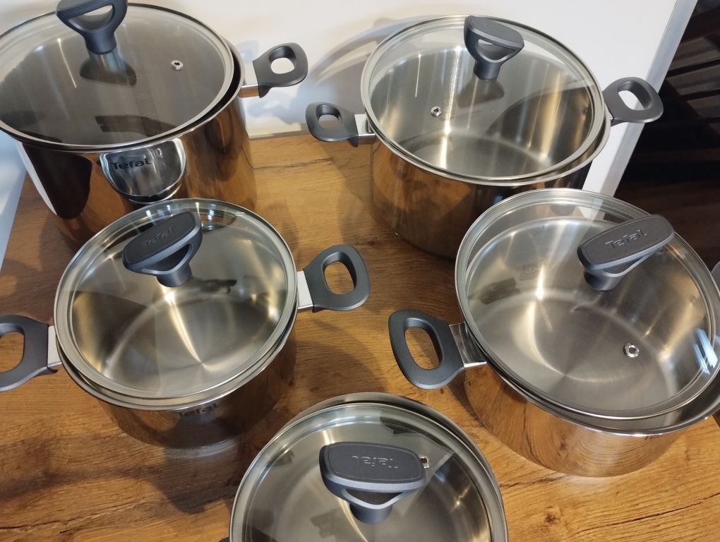 Nowy Zestaw garnków Tefal Daily Cook G712SA55 Indukcja 10 elementów.