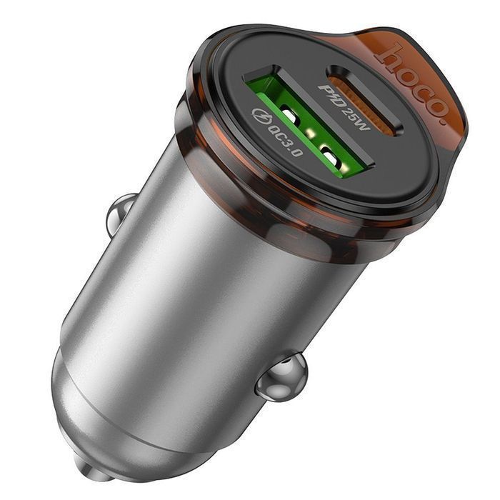 Ładowarka samochodowa Hoco USB A + USB C QC3.0 PD 3A 43W + kabel USB C