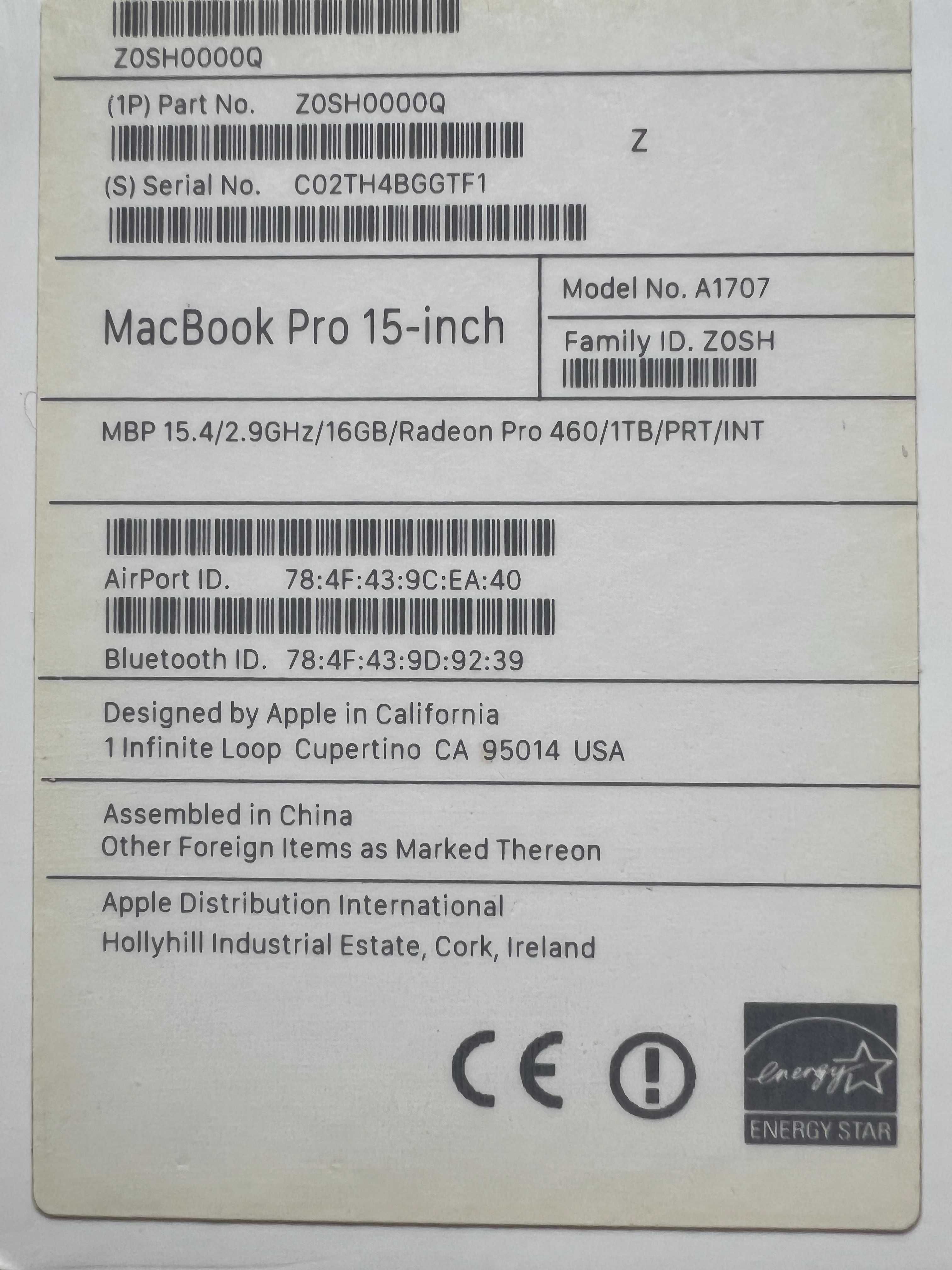 Macbook Pro 15" - 2,9 Ghz i7  1TB SSD  Bateria e teclado novos.