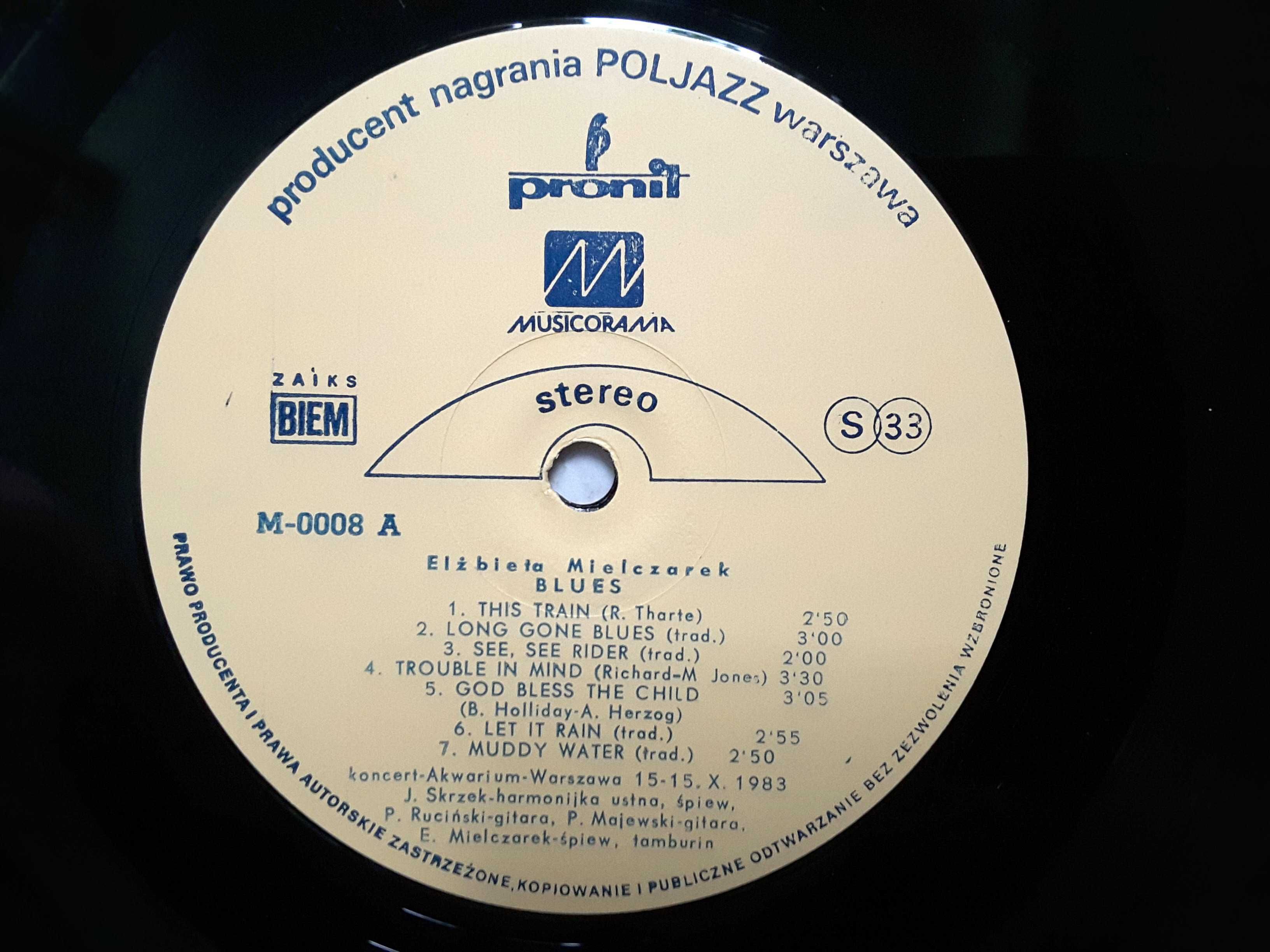 Płyta   ELŻBIETA MIELCZAREK   "Blues koncert"  LP  Winyl PRONIT  1983