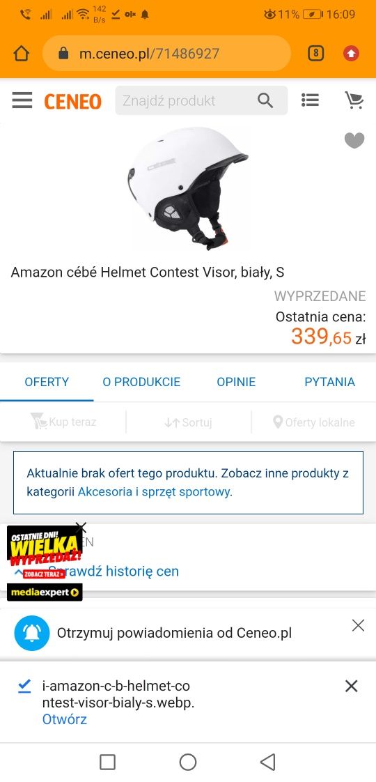 Cebe Contest Visor kask 55-58cm biały + gogle