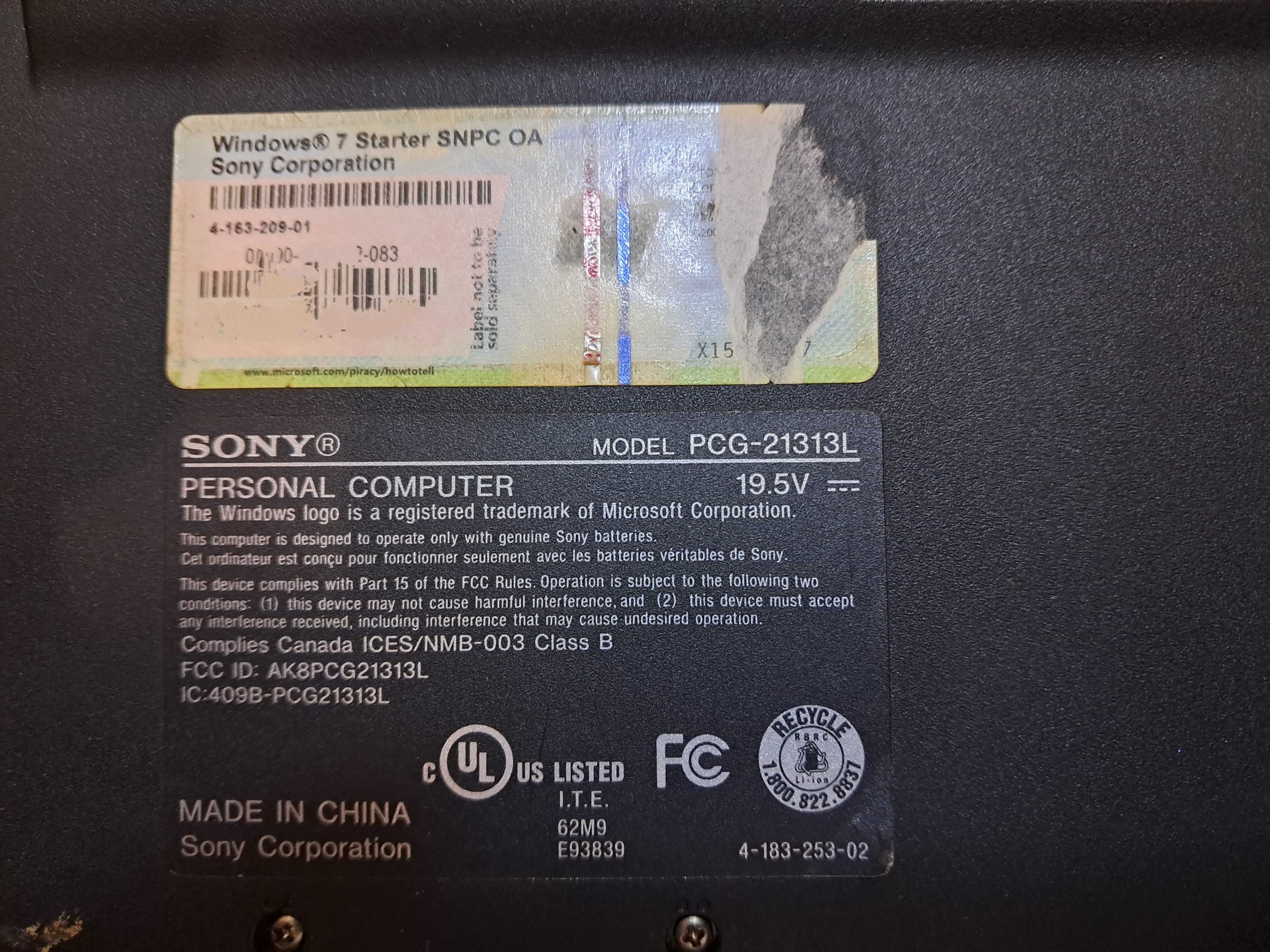 Ноутбук нетбук СОНИ SONY VAIO PCG-21313L VPCM111AX диагональ 10,1