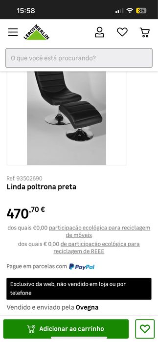 Poltrona preta de duas partes