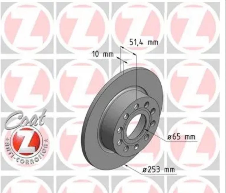 ZIMMERMANN 288/253 мм, SKODA Octavia  A7,  SuperB та інші VAG,
