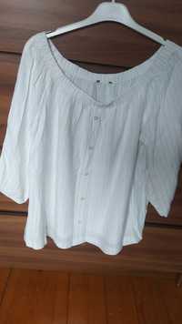 Bluzka biała typu hiszpanka koszula z bufiastym rękawem