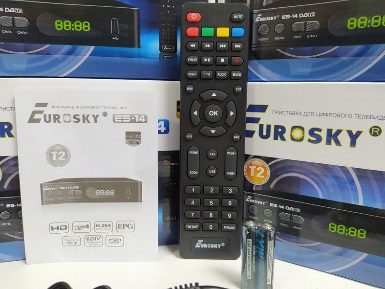 Приставка Т2 тюнер EuroSky ES-14 DVB-T2/C Youtube IPTV MeGoGo ресивер