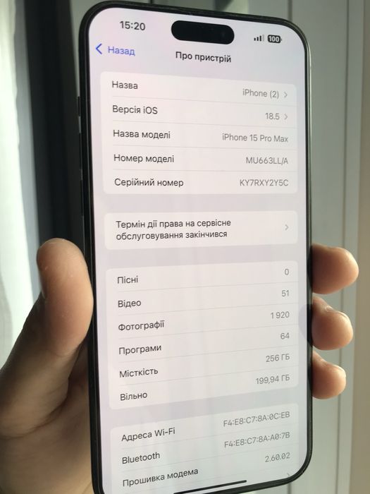 Продам Ihone 15 pro max 256 gh