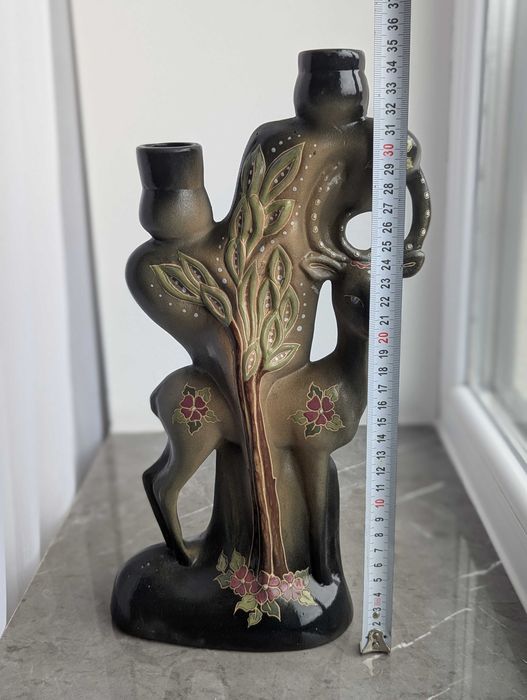 Свічник, статуетка, фігурка олень. Майоліка. Подсвечник