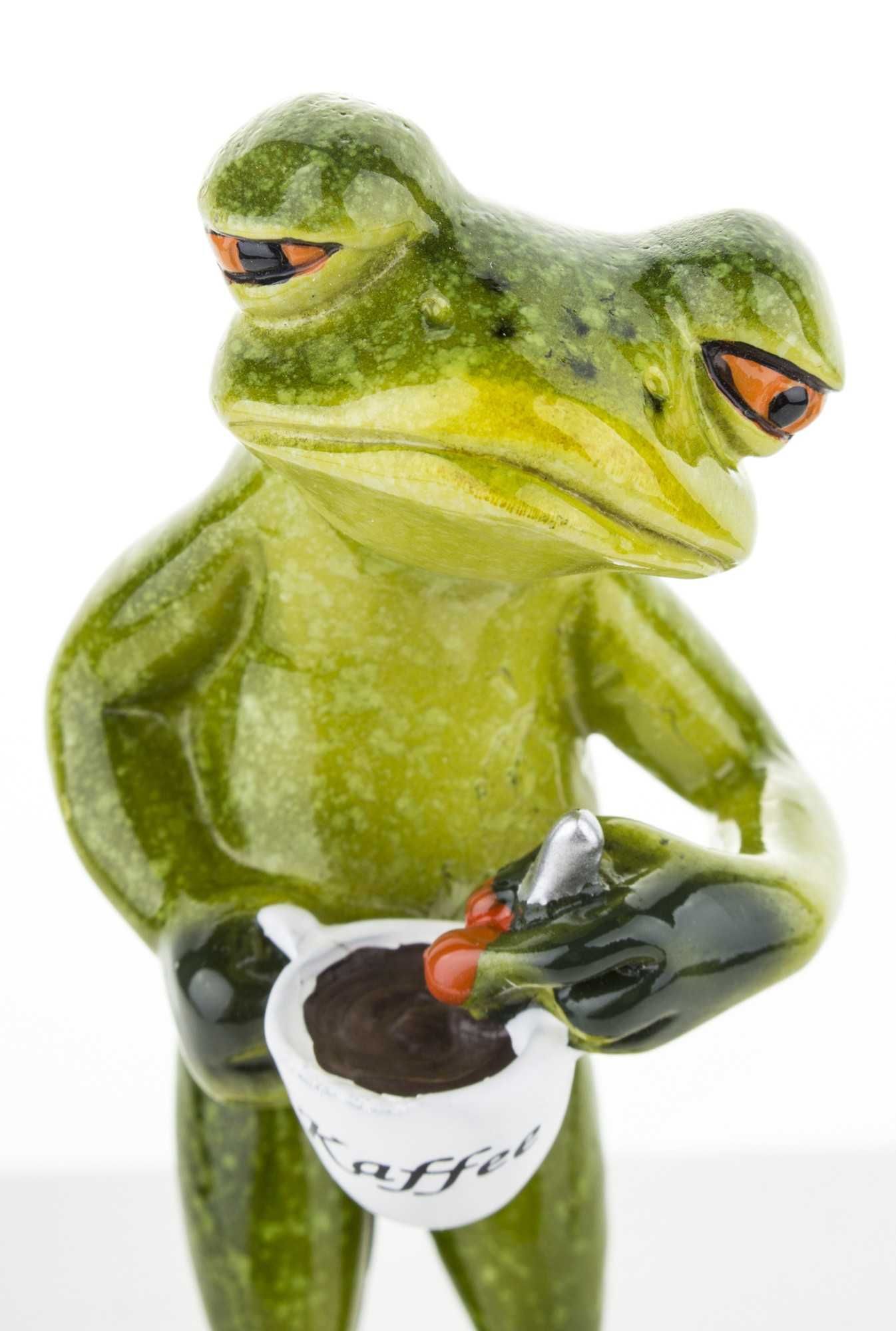 Figurka żaba z kawą na prezent 15 cm