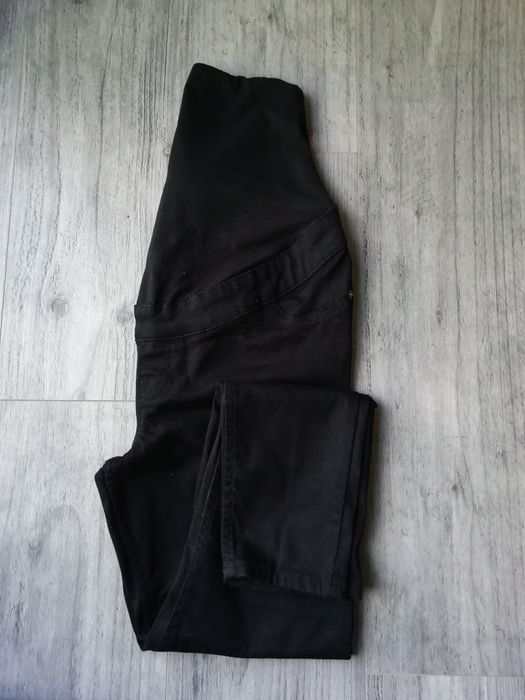 Czarne elastyczne spodnie ciążowe jogger rurki skinny jak nowe