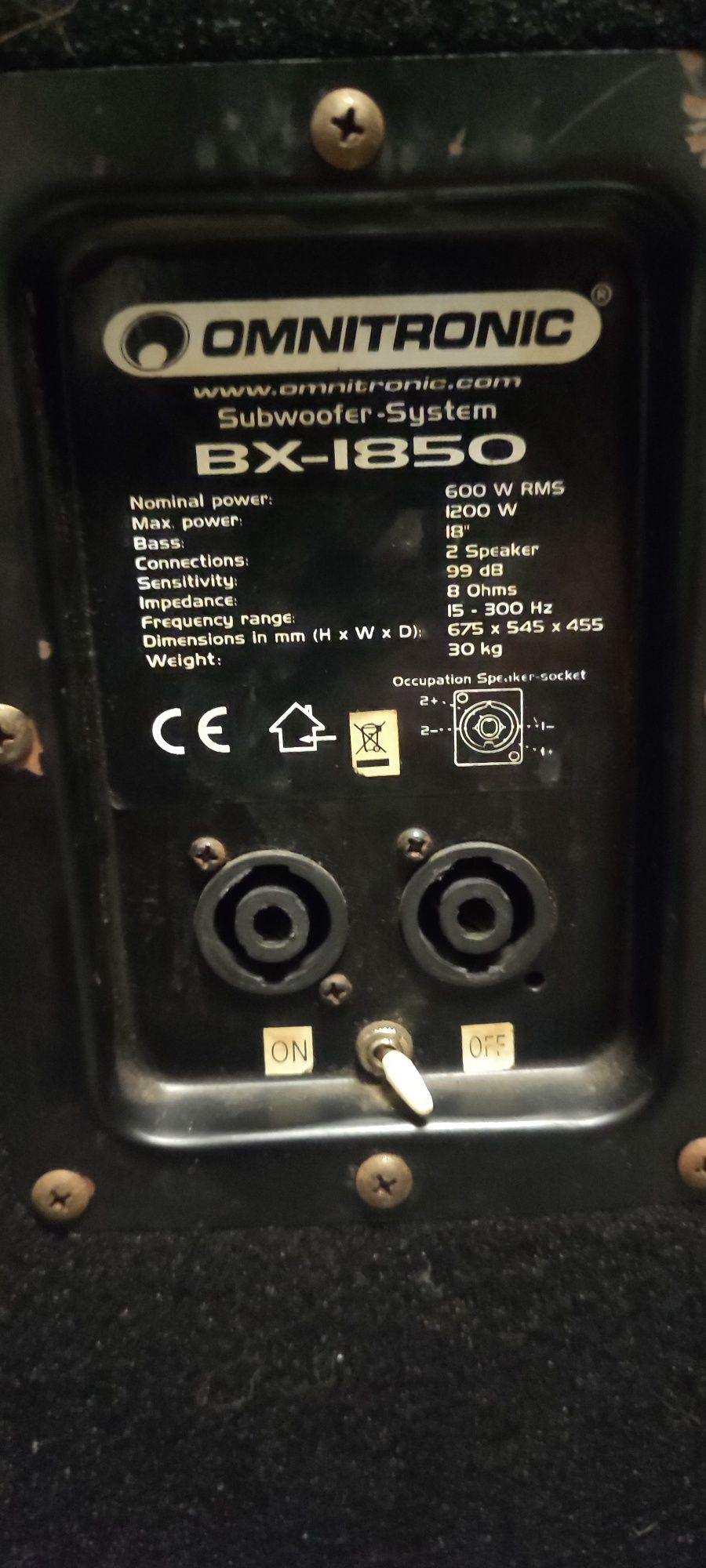 Kolumny Estradowe OMNITRONIC BX1850  Subwoofer  i  TX-1520  3 drożne