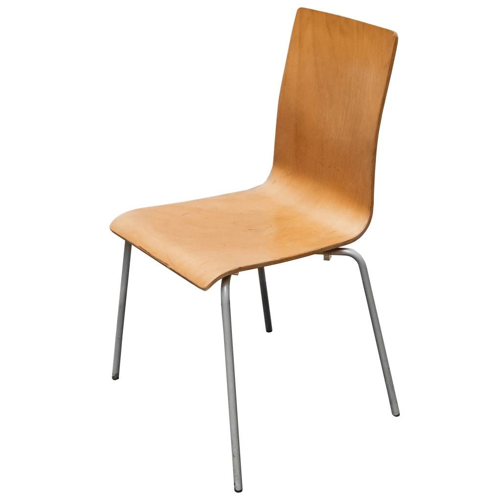 Krzesło ze sklejki stelaż metalowy w kolorze szarym bistro 85x40x50 cm