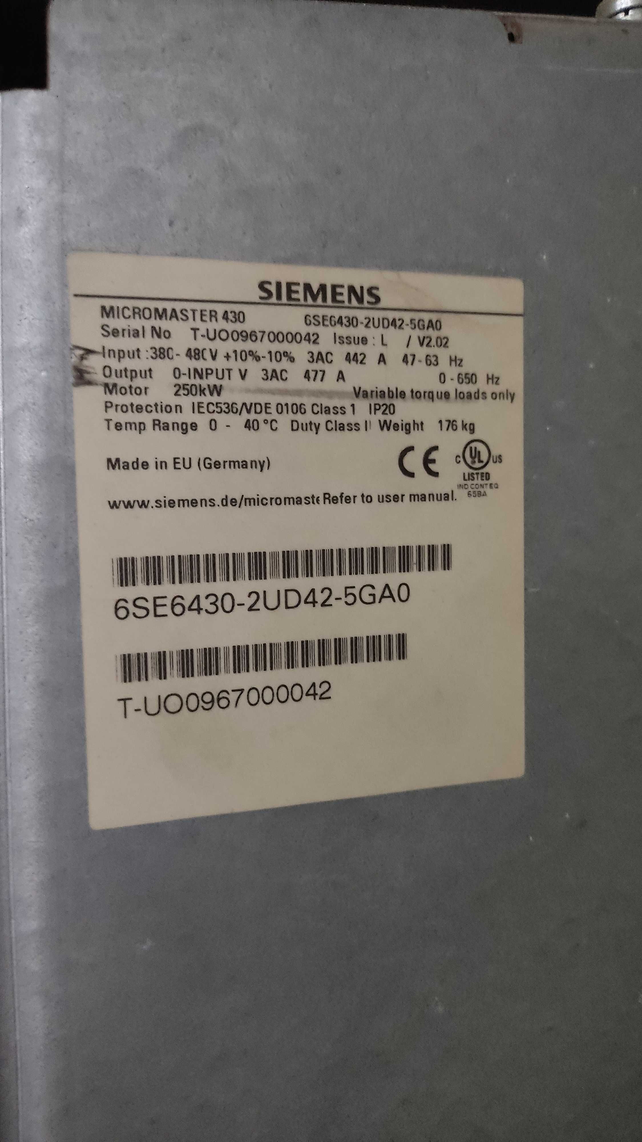 falownik siemens micromaster 430 250kW 477A z szafą i filtrem