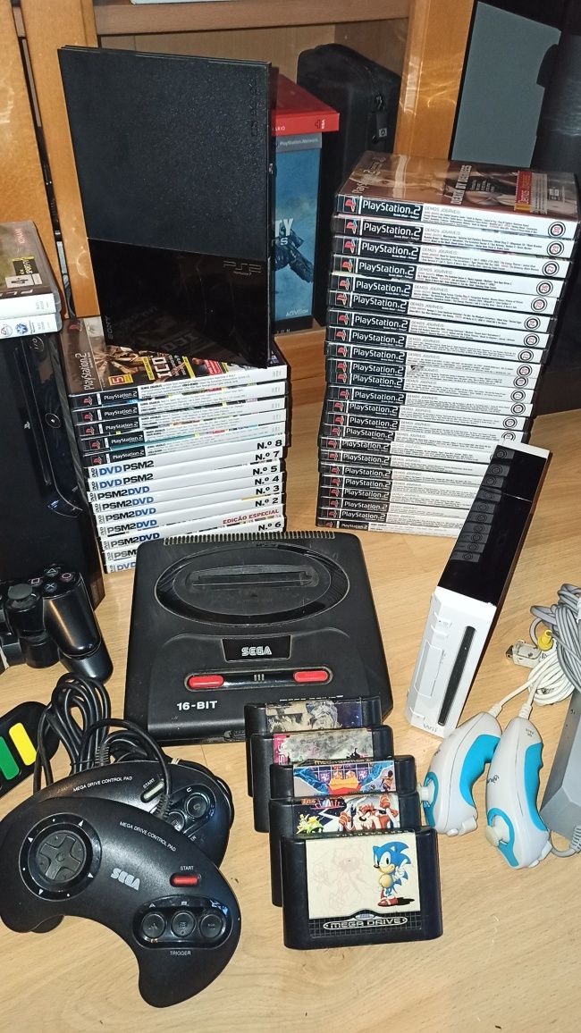 Pack consolas ( PlayStation 2 e 3 + mega Drive + will )