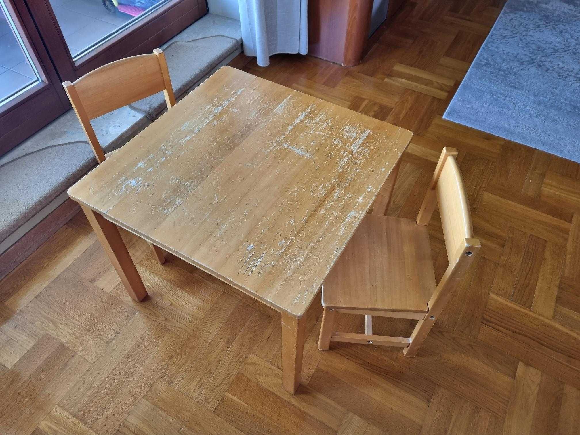 Drewniany stolik dziecięcy z dwoma krzesłami KidKraft Natural Aspen